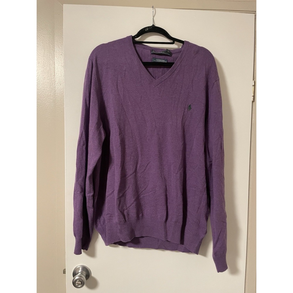 Polo Ralph Lauren Mens Purple Merino Wool V-Neck Pullover Long Sleeve Size XXL